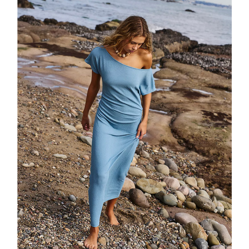 NWT FREE PEOPLE BEACH Promenade Midi Crescent Sea XS